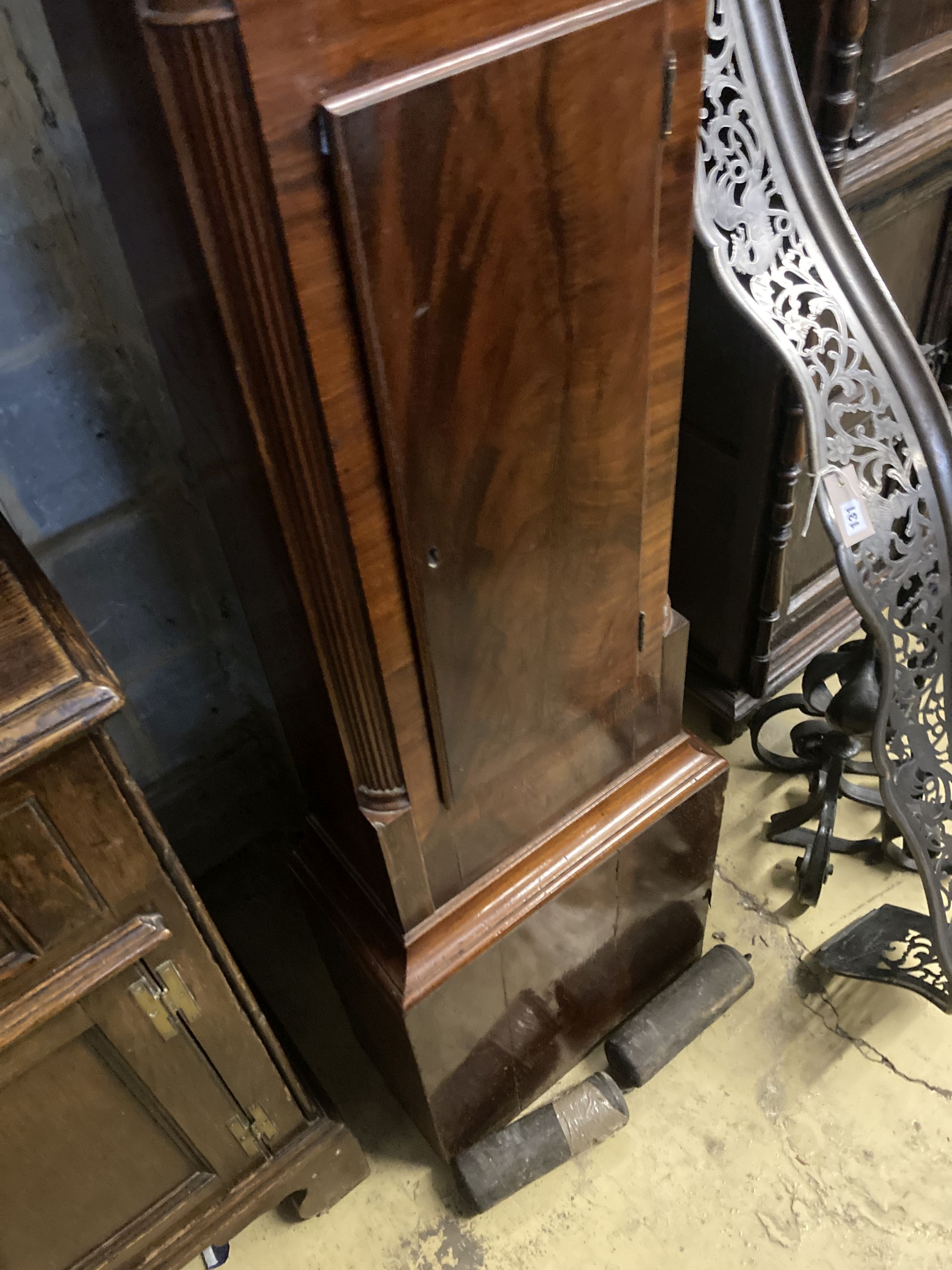 An early 19th century mahogany eight day longcase clock, height 218cm